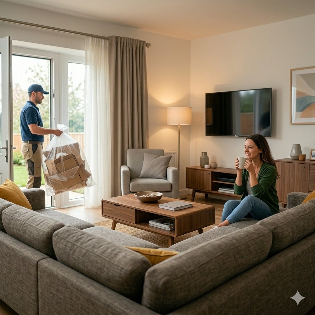 We remove all flat pack packaging and rubbish